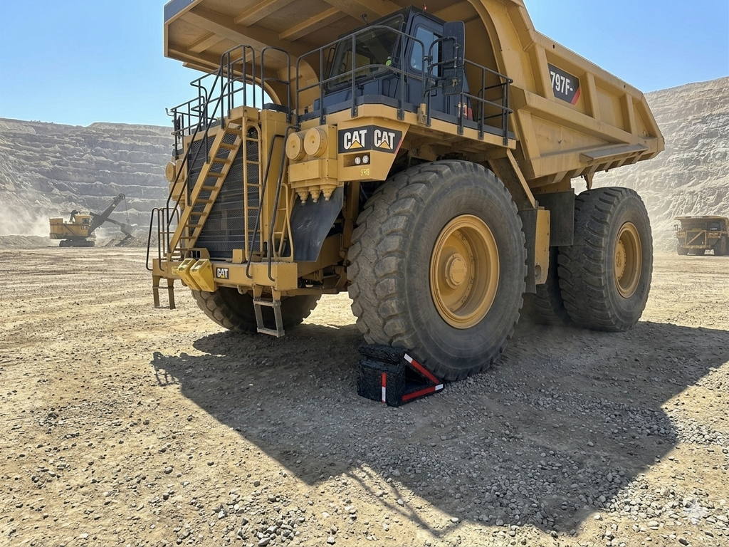 Cuñas Mineras de 800 TON para Equipos Pesados, Fabricadas Con Caucho Reciclado
